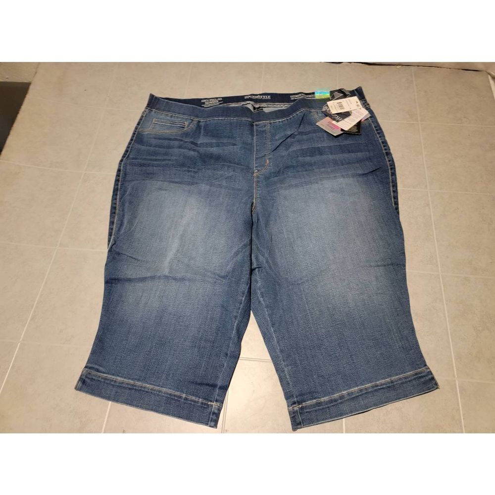 Sound/Style Lucy Women's Blue High-rise Pull-on Denim Cropped Skimmer Shorts Siz